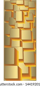 Abstract background. Noise structure with golden cubes. Vector image
