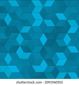 Abstract background. Noise structure with hatched glass cubes. Vector image
