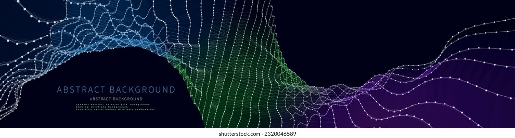 Abstract background noise wireframe grid on dark. Big Data. Technology concept data grid. Banner for business, science and technology data analytics.