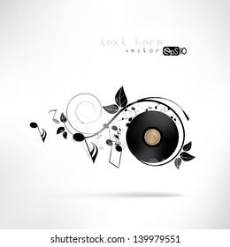Abstract background with notes and floral elements