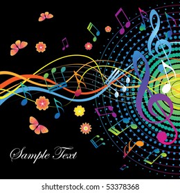 Abstract background with notes and treble clef