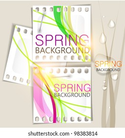 Abstract background with notes and water drops. Nature. Spring