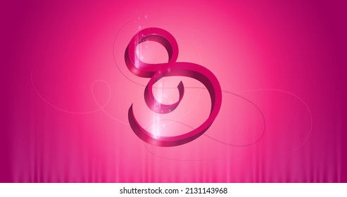 Abstract background and number 8 typography for 8 march women's day celebration
