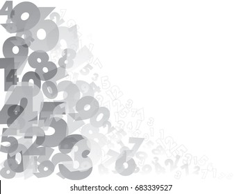 Abstract background with of numbers 0-9 white-gray background.on white background with copy space for add text message, Vector illustration