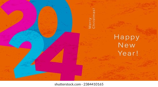Abstract Background Numbers 2024 Year. Graphic Coloured Element for Advertising, Web, Social Media, Poster, Banner, Cover. Trendy Vector Illustration for Happy New Year 2024 and Merry Christmas.