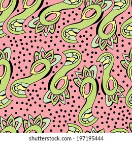 Abstract background with abstract objects, bird. Seamless vector pattern can be used for web page backgrounds, wallpapers ,pattern.