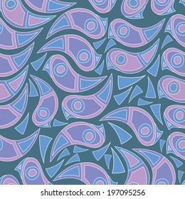 Abstract background with abstract objects, birds. Seamless vector pattern can be used for web page backgrounds, wallpapers ,pattern.