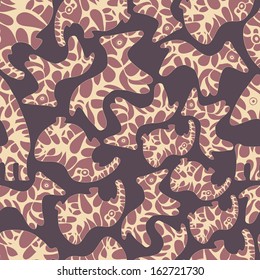Abstract background with abstract objects with an elephant ,horse.Seamless pattern can be used for web page backgrounds,  wallpapers ,pattern.