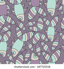 Abstract background with abstract objects, fish. Seamless vector pattern can be used for web page backgrounds, wallpapers ,pattern.