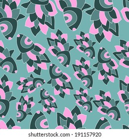 Abstract background with abstract objects, fish. Seamless vector pattern can be used for web page backgrounds, wallpapers ,pattern.