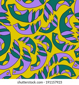 Abstract background with abstract objects, fish. Seamless vector pattern can be used for web page backgrounds, wallpapers ,pattern.