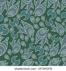 Abstract background with abstract objects, fish. Seamless vector pattern can be used for web page backgrounds, wallpapers ,pattern.