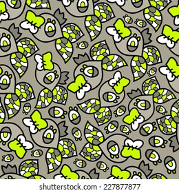 Abstract background with abstract objects, fish. Seamless vector pattern can be used for web page backgrounds, wallpapers ,pattern.