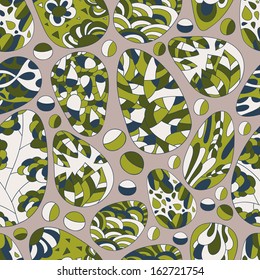 Abstract background with abstract objects with flowers ,feather, beetles, birds, heart, .Seamless pattern can be used for web page backgrounds,  wallpapers, pattern.