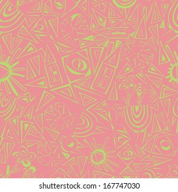 Abstract background with abstract objects with flowers ,feather, beetles, birds, heart, .Seamless pattern can be used for web page backgrounds,  wallpapers  ,pattern.