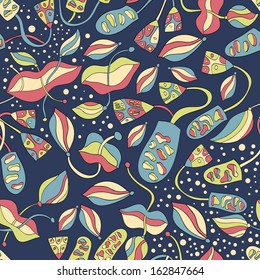 Abstract background with abstract objects with flowers ,lips .Seamless pattern can be used for web page backgrounds,  wallpapers  ,pattern.