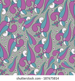 Abstract background with abstract objects, flowers. Seamless vector pattern can be used for web page backgrounds, wallpapers ,pattern.