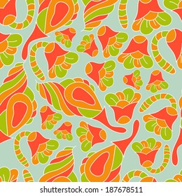 Abstract background with abstract objects, flowers. Seamless vector pattern can be used for web page backgrounds, wallpapers ,pattern.