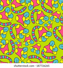 Abstract background with abstract objects, flowers. Seamless vector pattern can be used for web page backgrounds, wallpapers ,pattern.