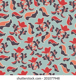 Abstract background with abstract objects, flowers. Seamless vector pattern can be used for web page backgrounds, wallpapers ,pattern.