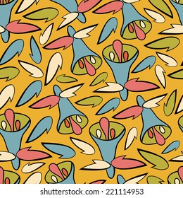 Abstract background with abstract objects, flowers. Seamless vector pattern can be used for web page backgrounds, wallpapers ,pattern.