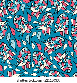 Abstract background with abstract objects, flowers. Seamless vector pattern can be used for web page backgrounds, wallpapers ,pattern.
