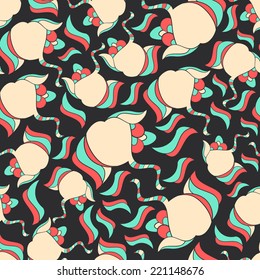 Abstract background with abstract objects, flowers. Seamless vector pattern can be used for web page backgrounds, wallpapers ,pattern.