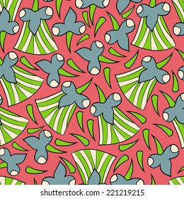 Abstract background with abstract objects, flowers. Seamless vector pattern can be used for web page backgrounds, wallpapers ,pattern.