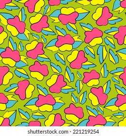 Abstract background with abstract objects, flowers. Seamless vector pattern can be used for web page backgrounds, wallpapers ,pattern.