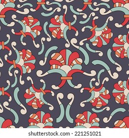 Abstract background with abstract objects, flowers. Seamless vector pattern can be used for web page backgrounds, wallpapers ,pattern.