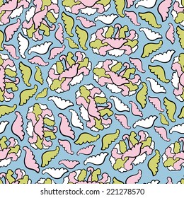 Abstract background with abstract objects, flowers. Seamless vector pattern can be used for web page backgrounds, wallpapers ,pattern.