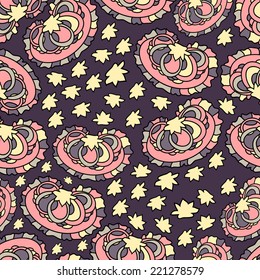 Abstract background with abstract objects, flowers. Seamless vector pattern can be used for web page backgrounds, wallpapers ,pattern.