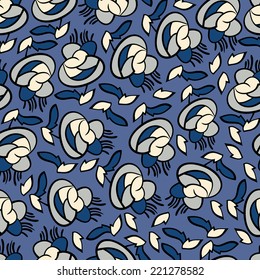 Abstract background with abstract objects, flowers. Seamless vector pattern can be used for web page backgrounds, wallpapers ,pattern.