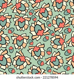 Abstract background with abstract objects, flowers. Seamless vector pattern can be used for web page backgrounds, wallpapers ,pattern.