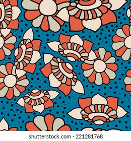 Abstract background with abstract objects, flowers. Seamless vector pattern can be used for web page backgrounds, wallpapers ,pattern.