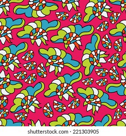 Abstract background with abstract objects, flowers. Seamless vector pattern can be used for web page backgrounds, wallpapers ,pattern.