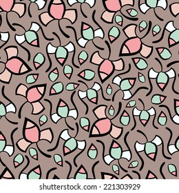 Abstract background with abstract objects, flowers. Seamless vector pattern can be used for web page backgrounds, wallpapers ,pattern.