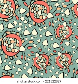 Abstract background with abstract objects, flowers. Seamless vector pattern can be used for web page backgrounds, wallpapers ,pattern.