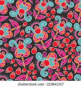 Abstract background with abstract objects, flowers. Seamless vector pattern can be used for web page backgrounds, wallpapers ,pattern.