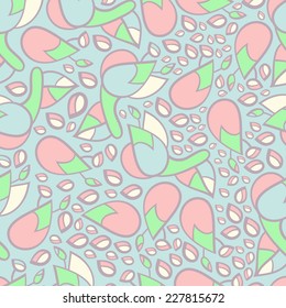 Abstract background with abstract objects, flowers. Seamless vector pattern can be used for web page backgrounds, wallpapers ,pattern.