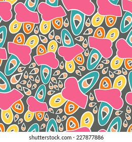 Abstract background with abstract objects, flowers. Seamless vector pattern can be used for web page backgrounds, wallpapers ,pattern.