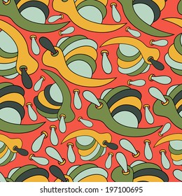 Abstract background with abstract objects, snail. Seamless vector pattern can be used for web page backgrounds, wallpapers ,pattern.