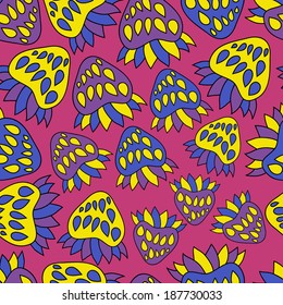 Abstract background with abstract objects, strawberries. Seamless vector pattern can be used for web page backgrounds, wallpapers ,pattern.