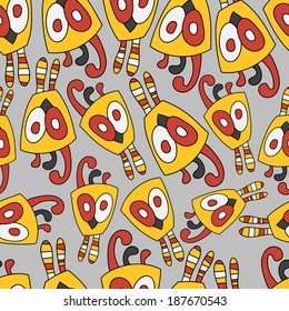 Abstract background with abstract objects,monsters. Seamless vector pattern can be used for web page backgrounds, wallpapers ,pattern.