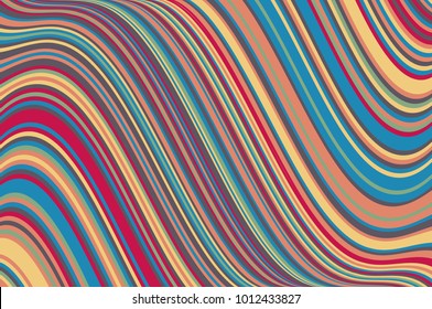 Abstract background with oblique wavy lines. Vector illustration. Colorful rainbow color