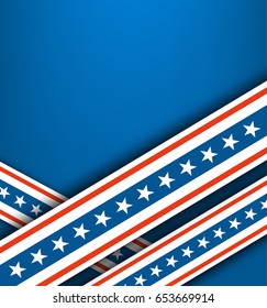 Abstract background the Occasion of the independence day of USA.Blue background with red and white lines and white stars.The colors of the flag of the United States