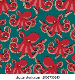 Abstract background with an Octopus. Vector.