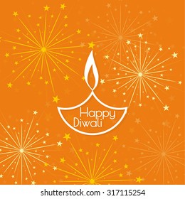 Abstract background with oil lit lamp with rangoli for Diwali celebration.