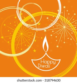 Abstract background with oil lit lamp with rangoli for Diwali celebration.