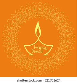 Abstract background with oil lit lamp with rangoli for Diwali celebration.